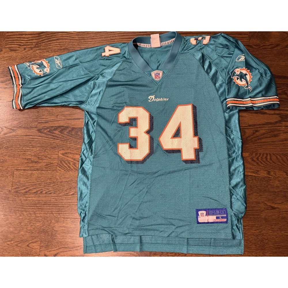 Vintage Reebok Jersey Mens Large Ricky Williams #34 Miami Dolphins NFL On Field